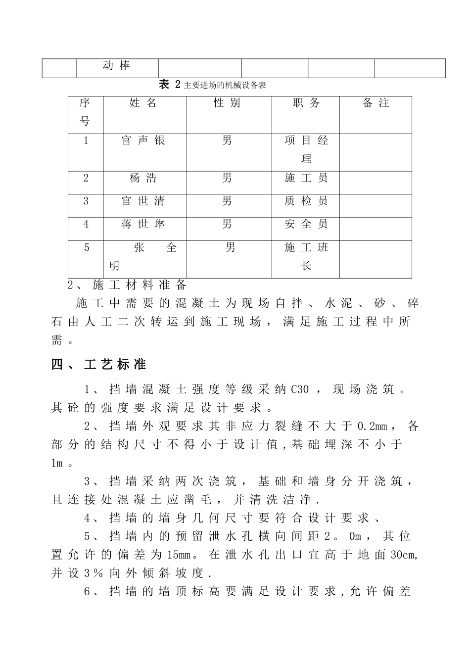 混凝土挡土墙施工方案33110_第2页