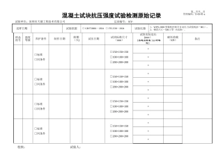 混凝土试块抗压强度检验原始记录表格