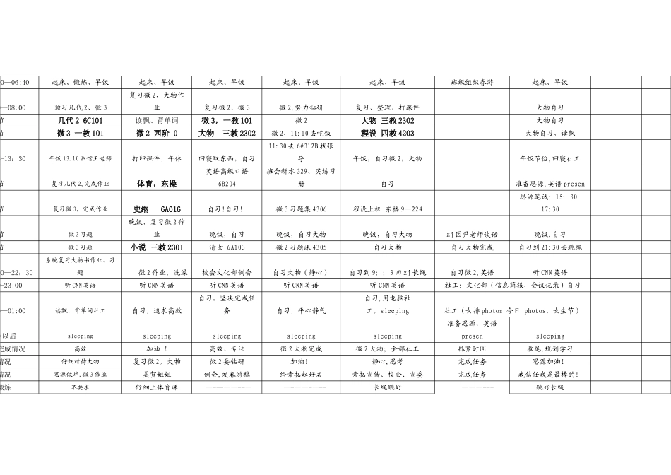 清华学霸马冬晗学习计划表_第2页