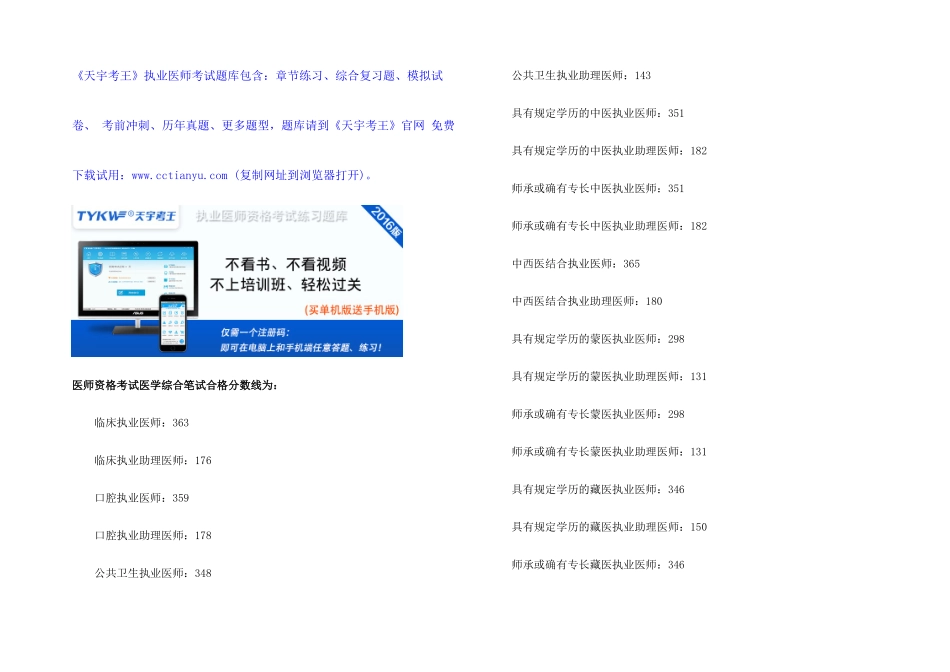 2025年执业医师考试分数线_第1页