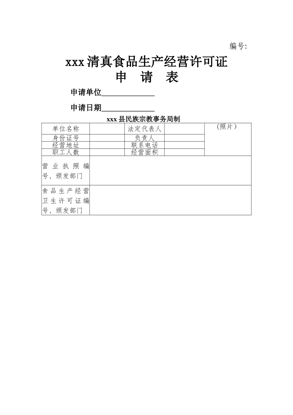 清真食品许可证申请表_第1页
