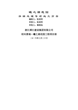 渗漏处理专项施工方案