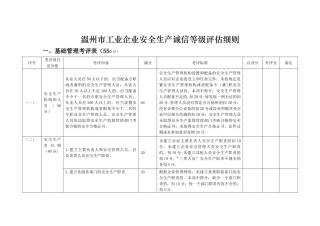 温州市打火机生产单位安全生产规范化管理评分细则