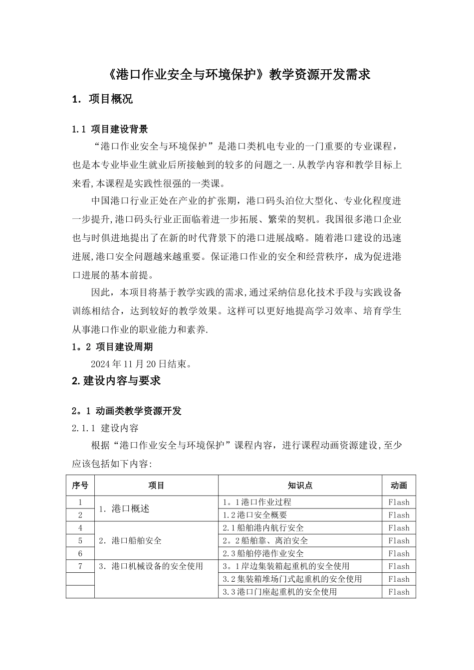 港口作业安全与环境保护教学资源开发需求_第1页