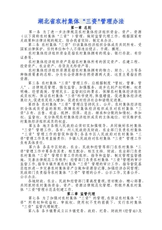 湖北省农村集体“三资”管理办法