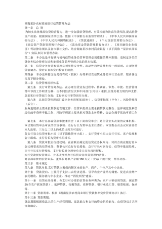 湖南星沙农村商业银行信贷管理办法