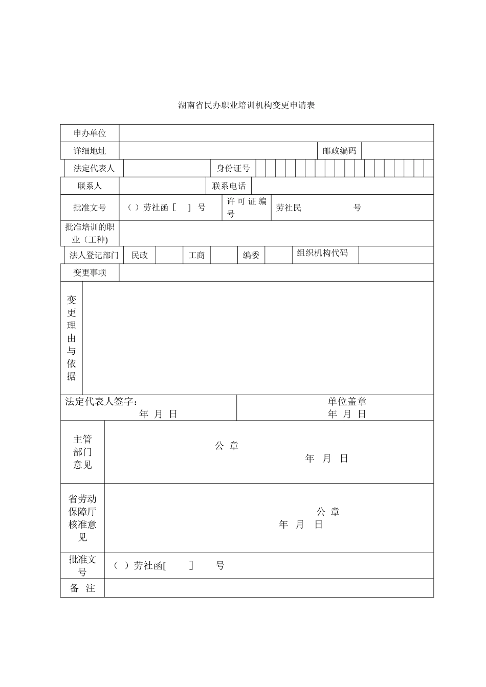 湖南民办职业培训机构变更申请表_第2页