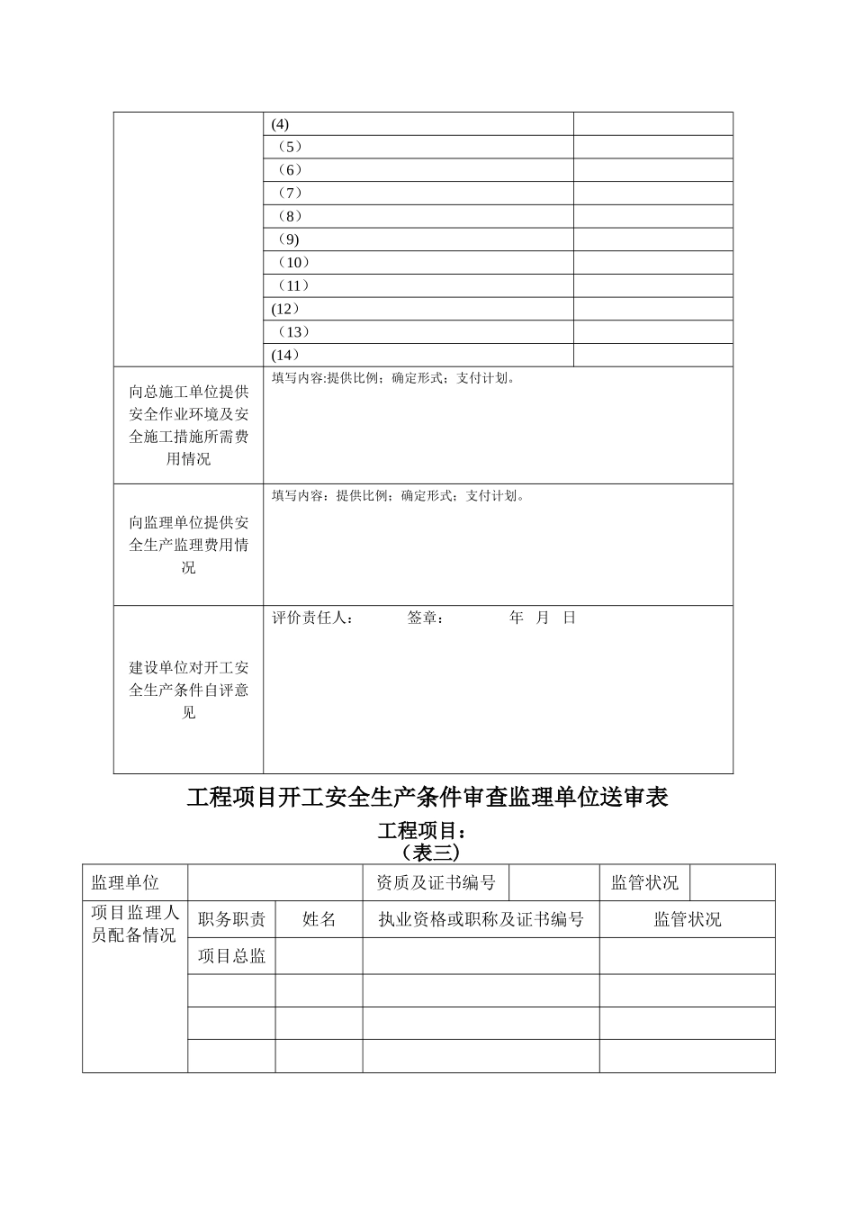 湖南省建设工程项目开工安全生产条件审查申请报告_第3页