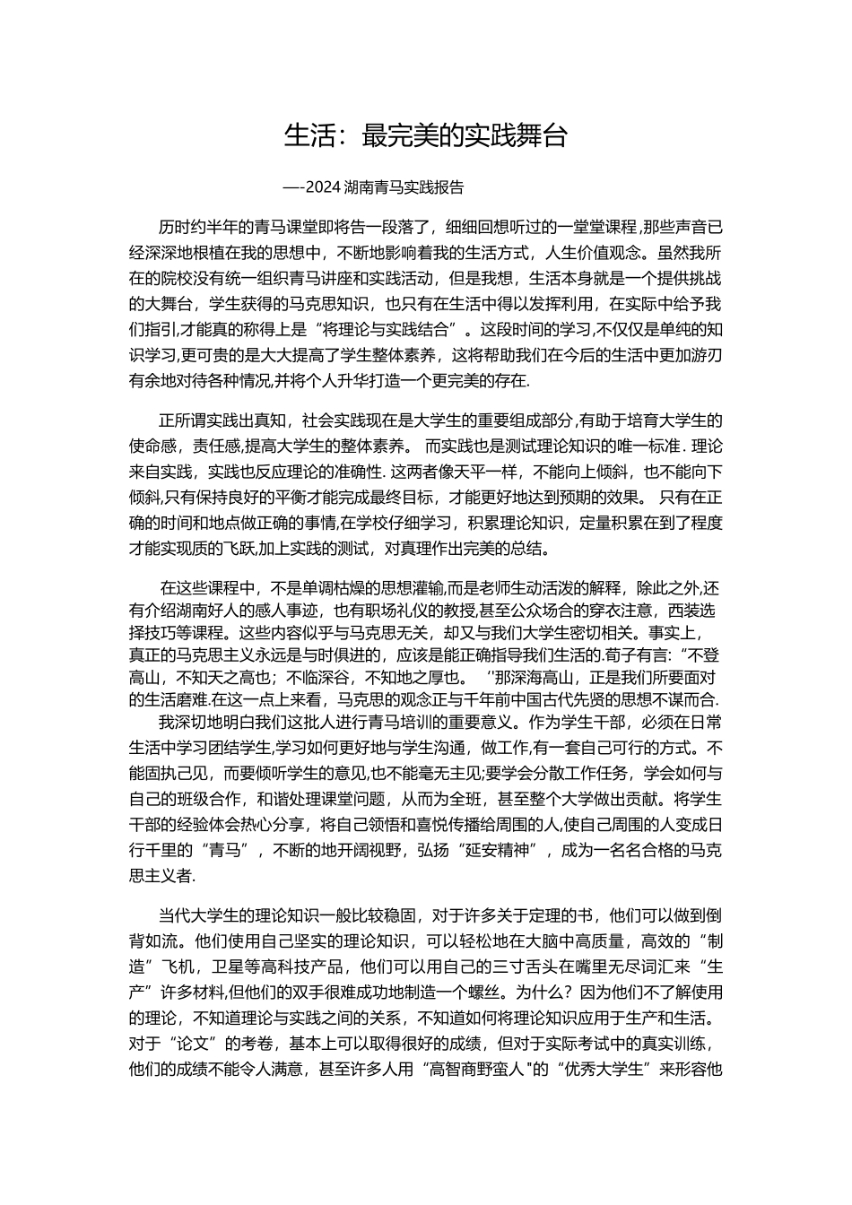 湖南青马实践报告_第1页