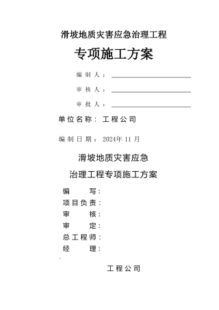 滑坡治理工程专项技术方案--