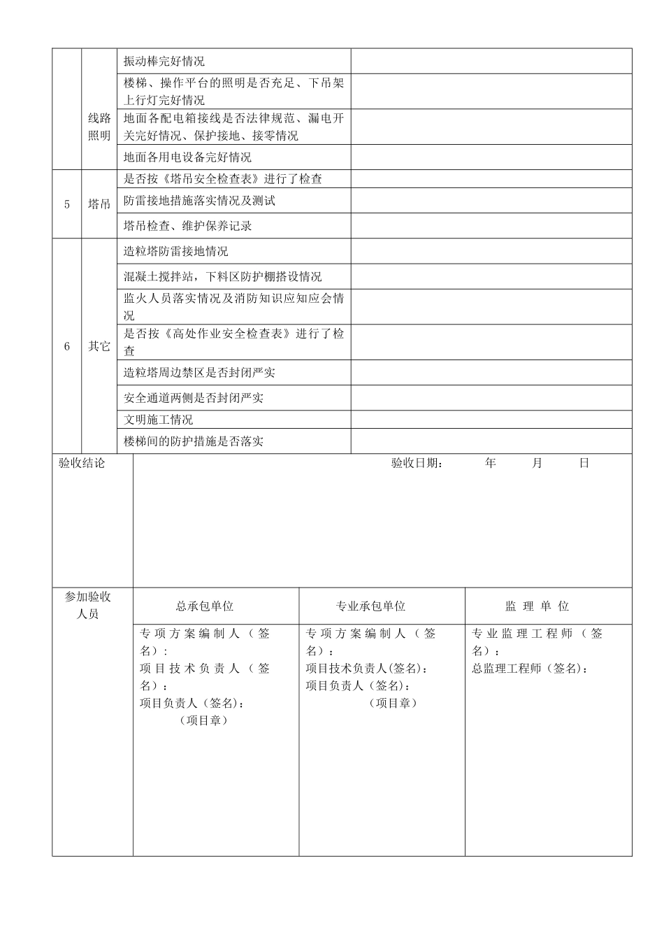 滑模组装操作平台安全验收表_第2页