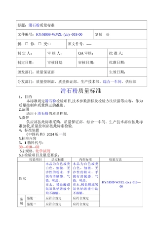 滑石粉质量标准