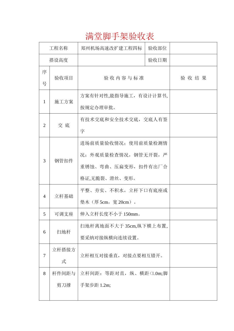 满堂脚手架验收表格_第1页