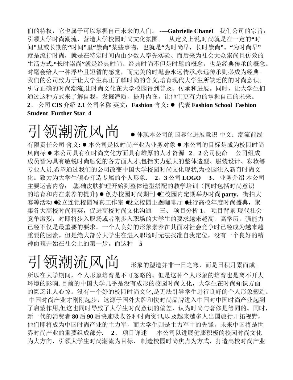 潮流前线有限责任公司策划书_第2页