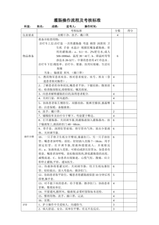 灌肠操作流程及考核标准