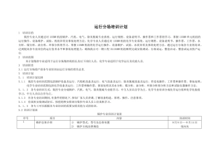 火力发电厂运行部培训计划