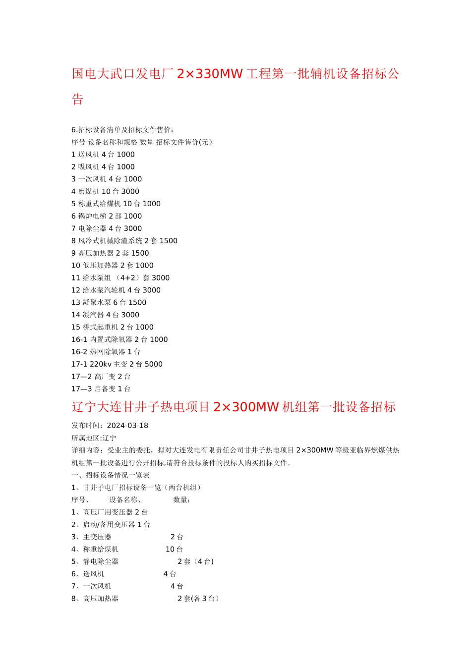 火力发电厂设备招标批次_第1页