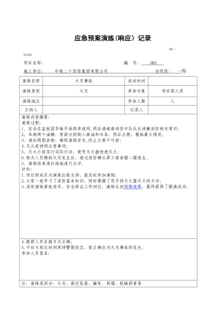火灾应急预案演练记录及总结报告