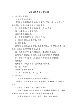 火灾火险应急处置方案