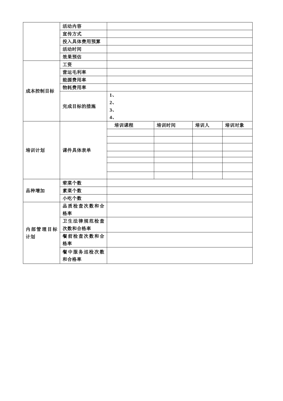 火锅店月工作汇报要点及下月工作计划表格_第3页