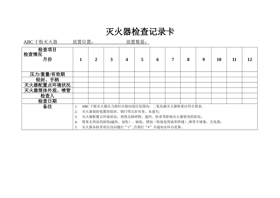灭火器日常检查表_第1页