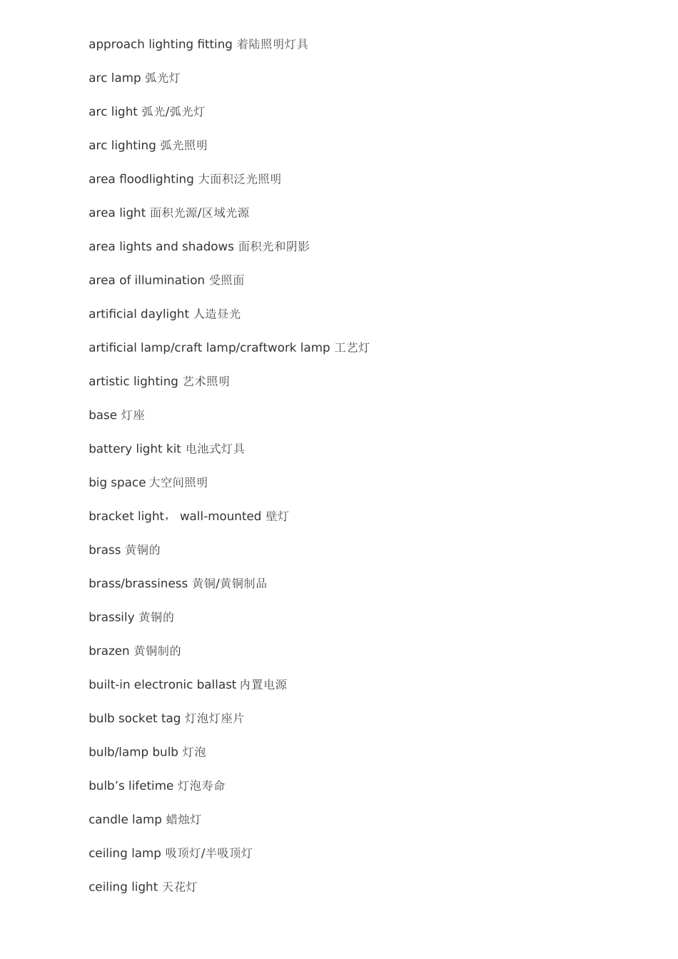 灯饰产品及行业术语中英文对照表_第2页