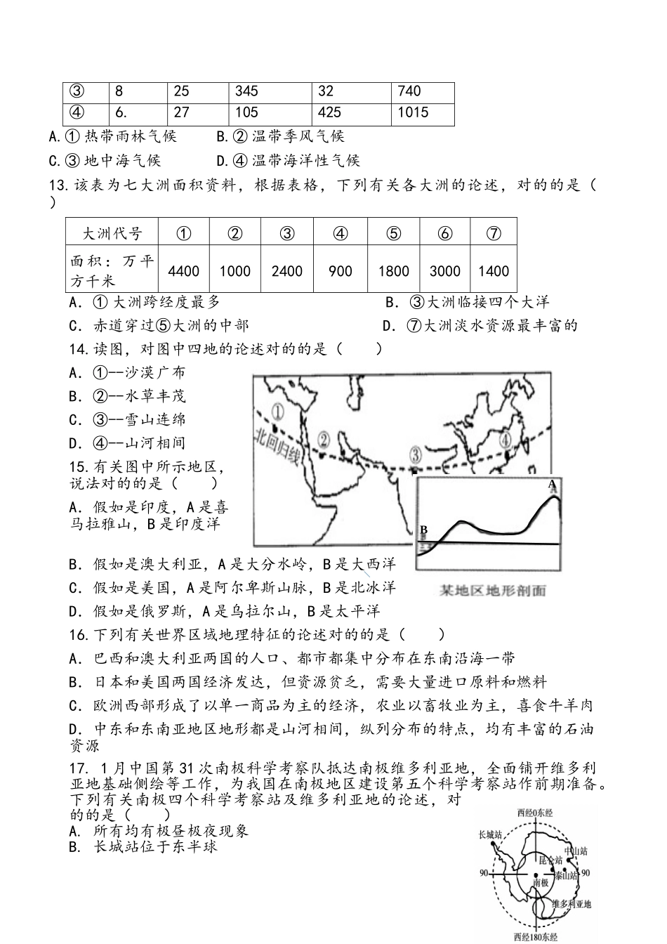 2025年八年级地理竞赛试题_第3页