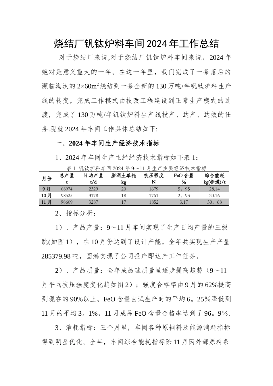 烧结厂球团车间工作总结_第1页