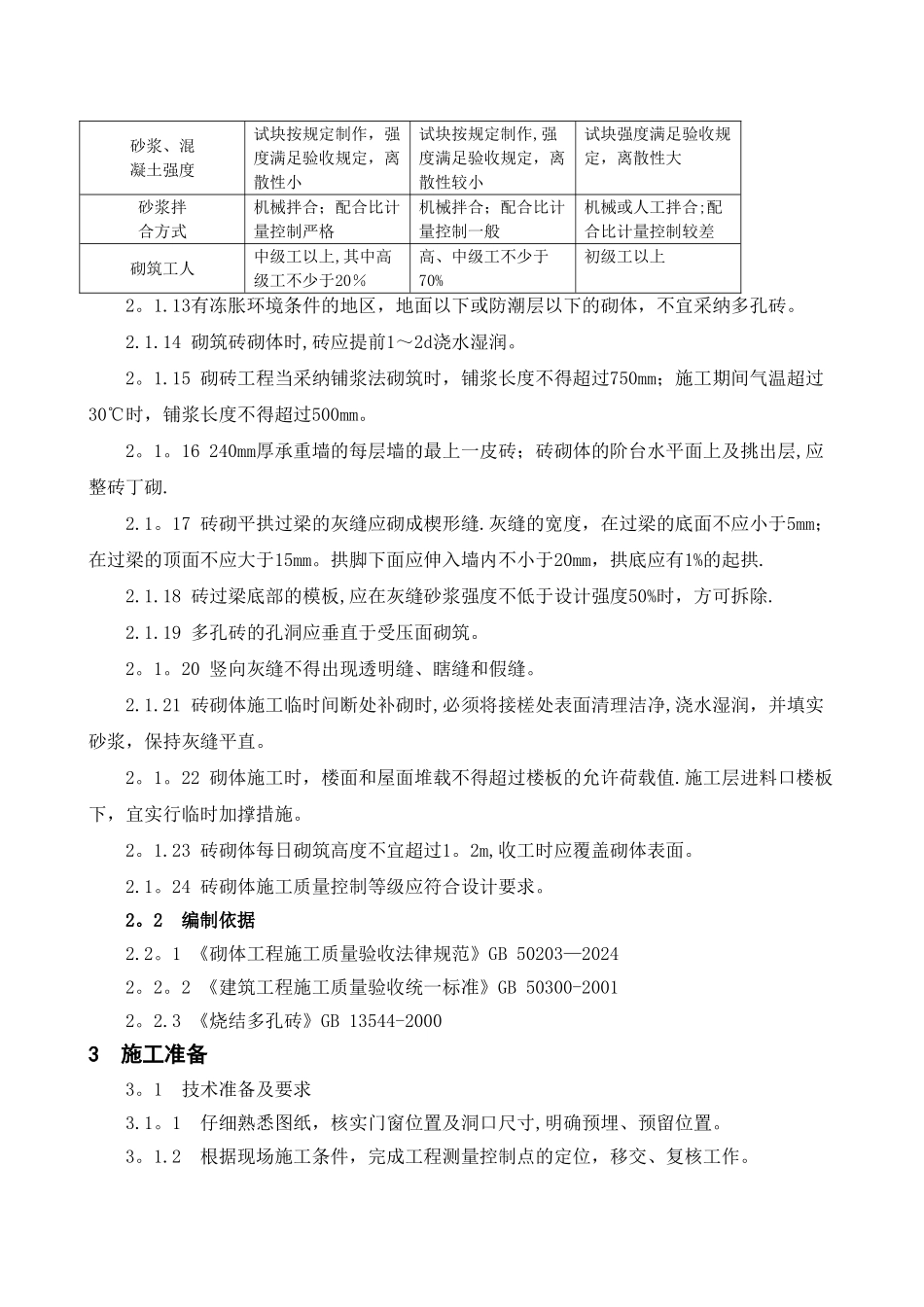 烧结多孔砖砌体施工工艺标准_第3页