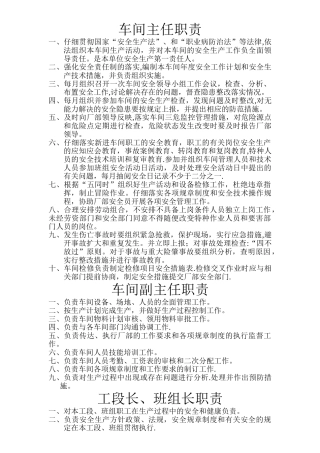 烧结车间各岗位职责