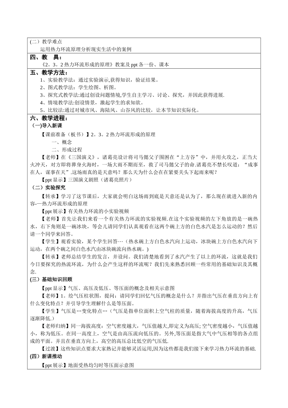 热力环流的形成原理-教案_第2页