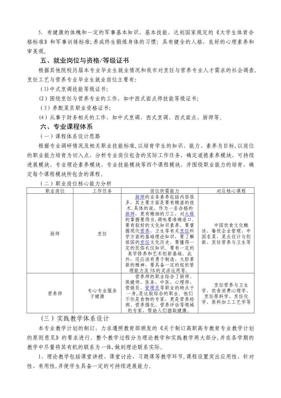 烹饪工艺与营养专业培养方案定稿_第2页