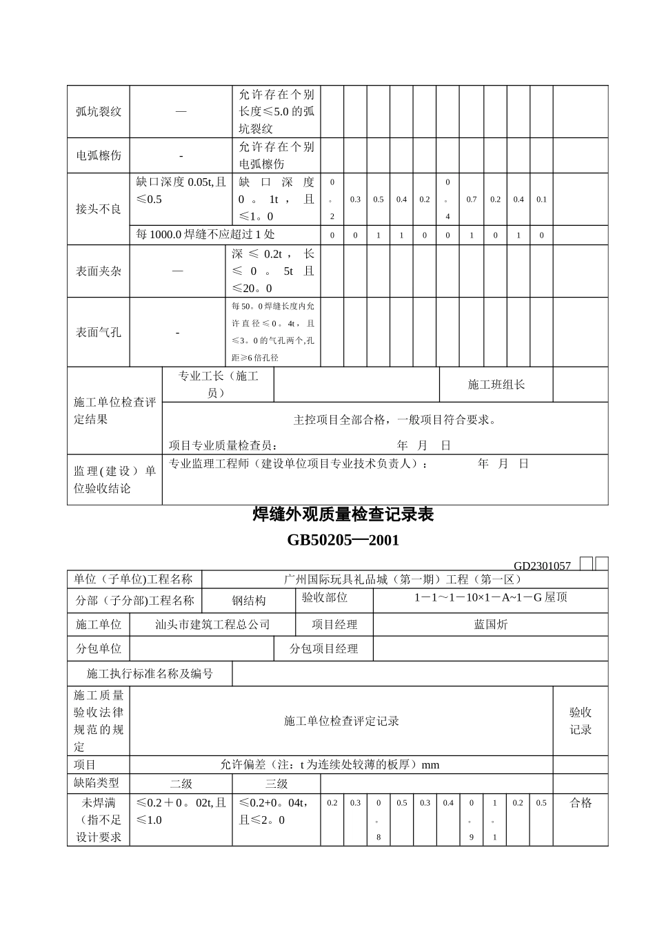 焊缝外观质量检查记录表[1]_第3页