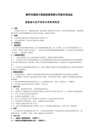 焦作国控医保定点零售药店日常管理制度