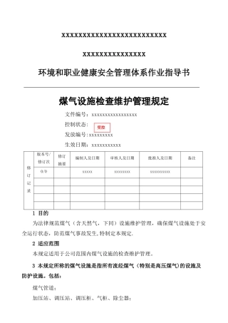 煤气设施检查维护管理规定