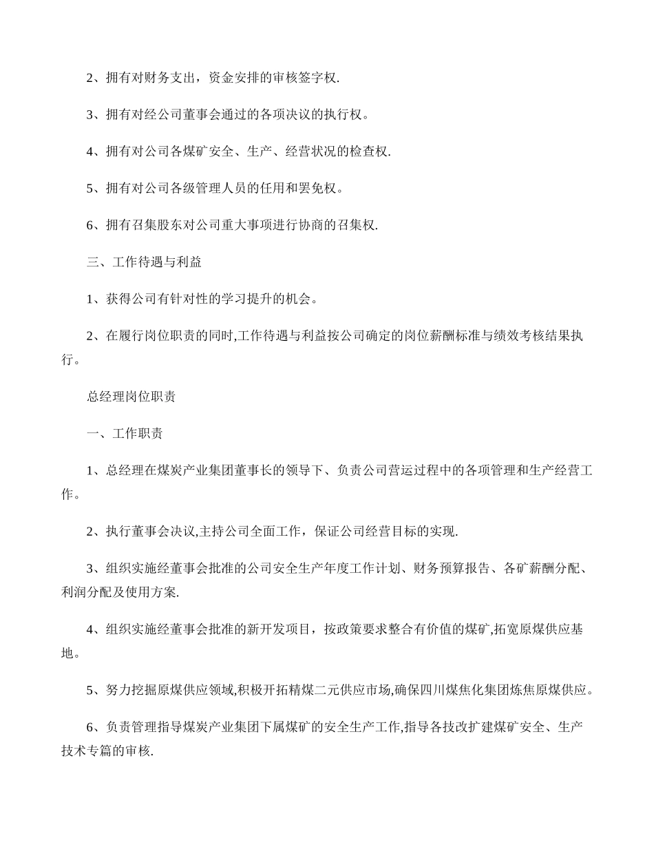 煤炭产业集团高管、部门及各矿矿级岗位职责(在用讲解_第2页