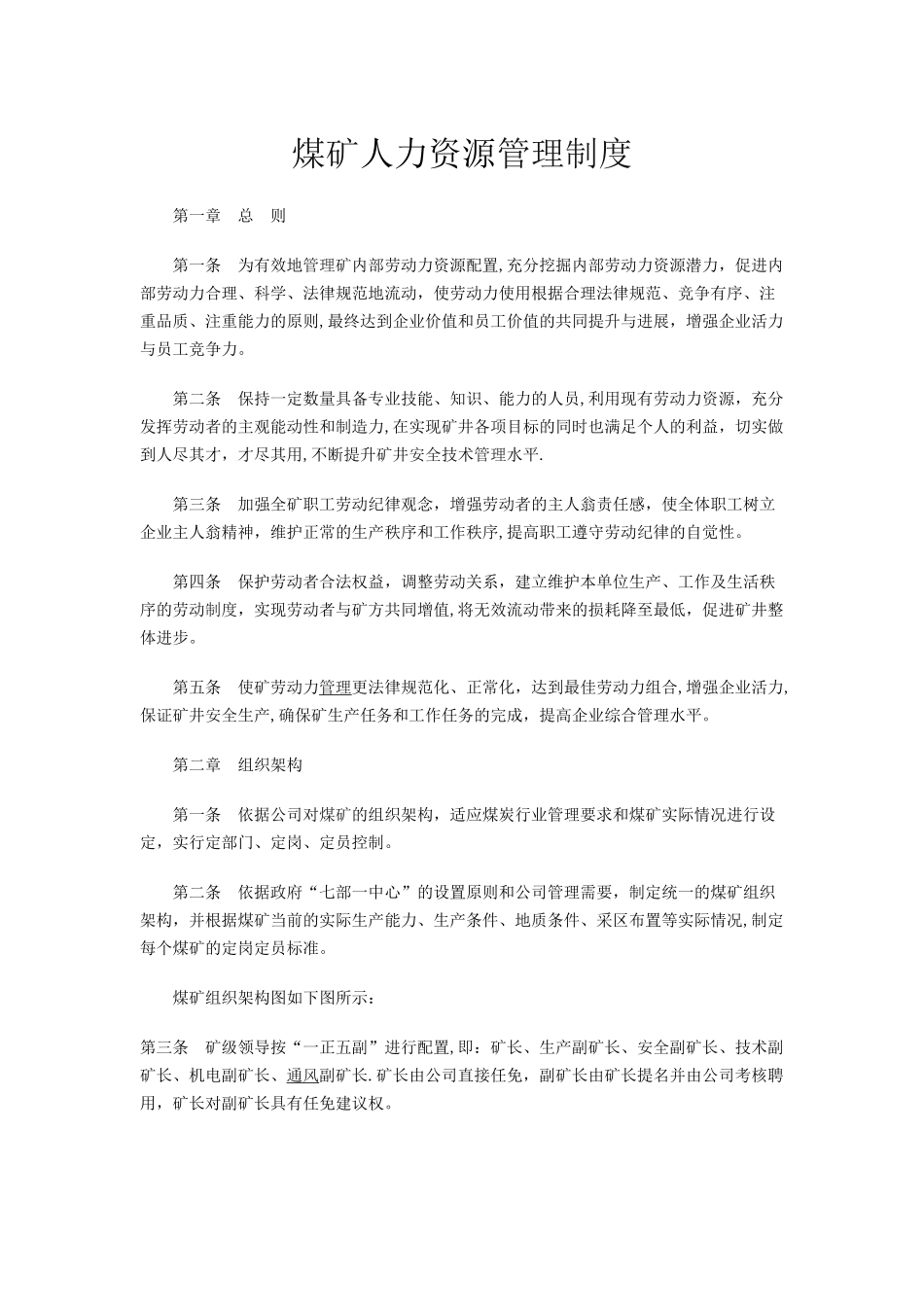 煤矿人力资源管理制度_第1页