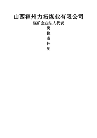煤矿企业法人代表岗位责任制
