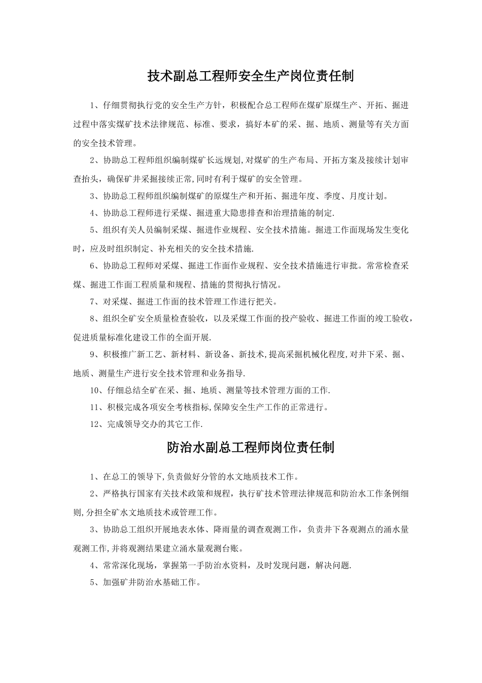 煤矿副总工程师岗位责任制_第1页