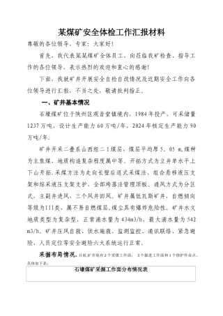 煤矿安全体检工作汇报材料4