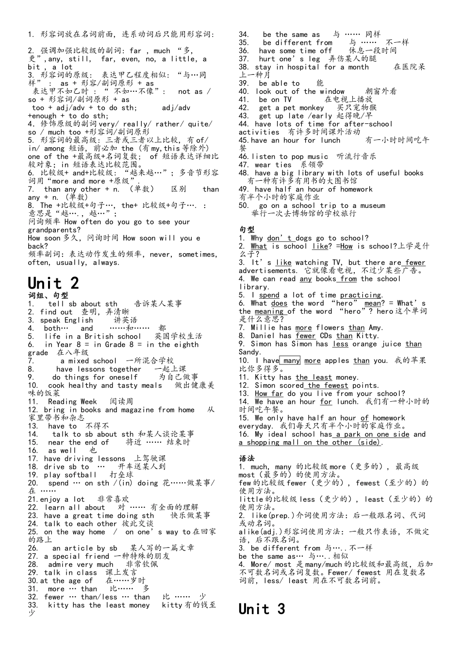 2025年江苏牛津英语8A知识点_第2页