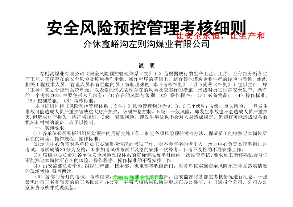 煤矿岗位作业安全风险预控修改版_第1页