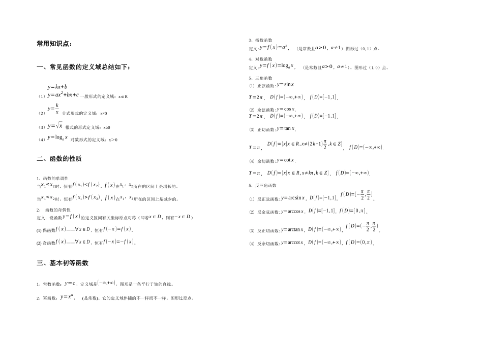 2025年专升本高等数学知识点汇总_第1页