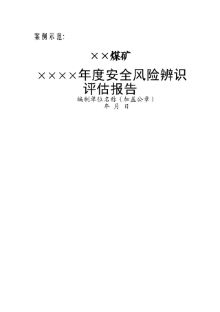 煤矿年度安全风险评估报告