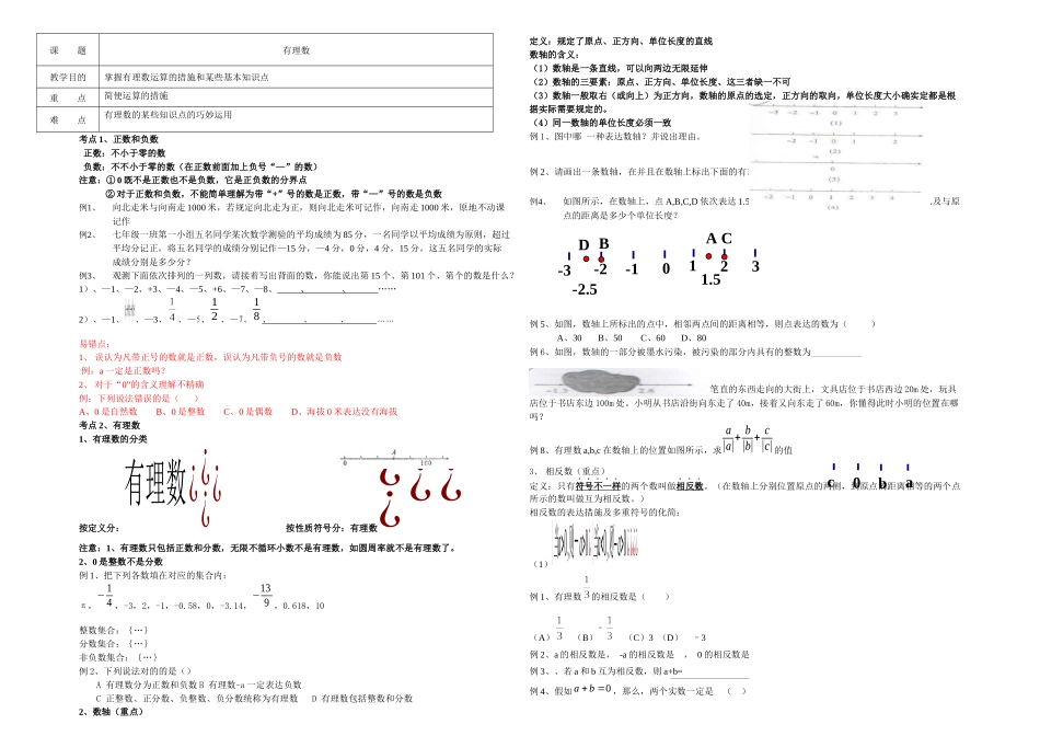 2025年初一数学有理数练习知识点讲解全面_第1页