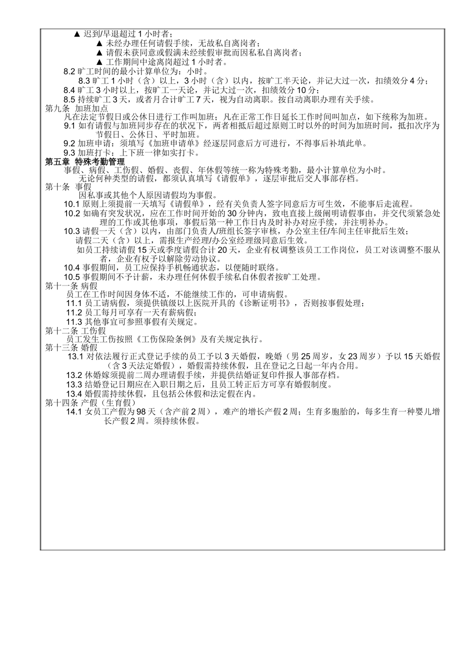 2025年生产企业生产型企业考勤管理制度附全套表格_第3页