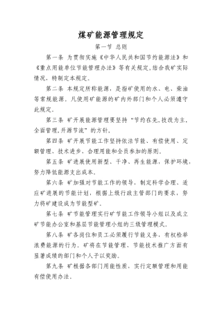 煤矿能源管理规定