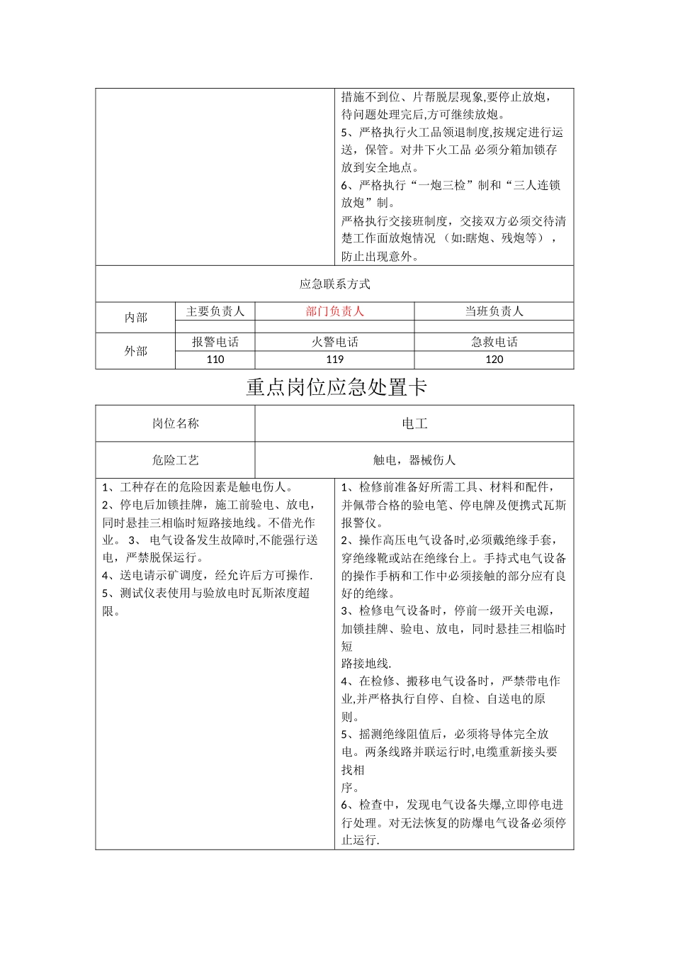 煤矿重点岗位应急处置卡_第3页