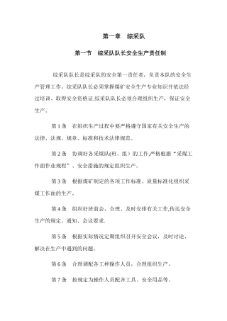 煤矿队组安全生产责任制-各岗位