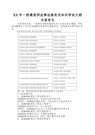 2025年一级建造师法律法规相关知识考试大纲内容变化